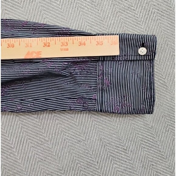 Vintage Red Floral Long Sleeve Button Up Shirt Men's 2XL Black Purple Stripe EUC - Picture 10 of 12